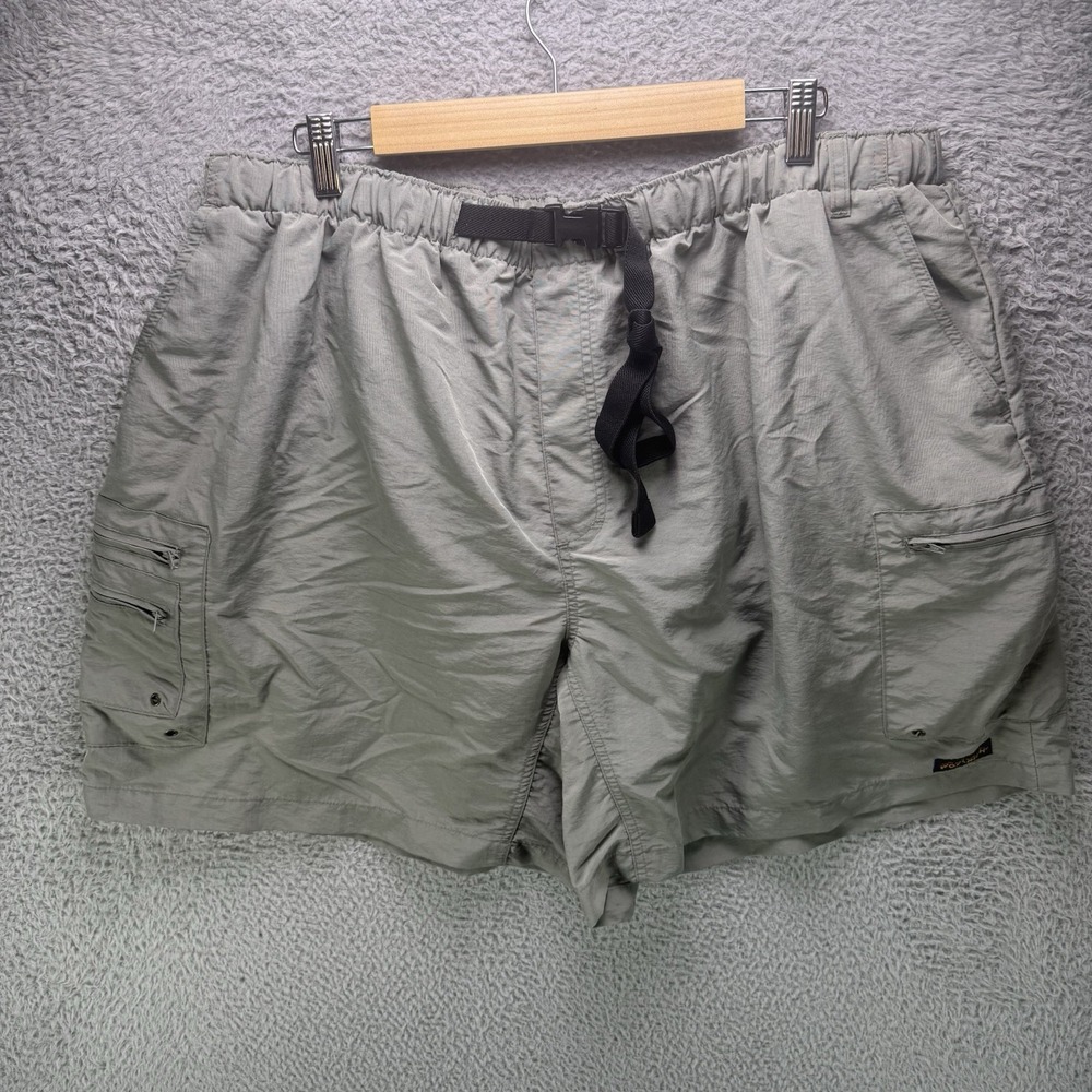 Vintage Woolrich Nylon Hiking Shorts Mens 2XL Gray Belted Outdoor Cargo Lined